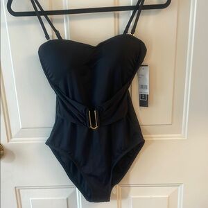 La Blanca Black One Piece Swimsuit with Gold Accent